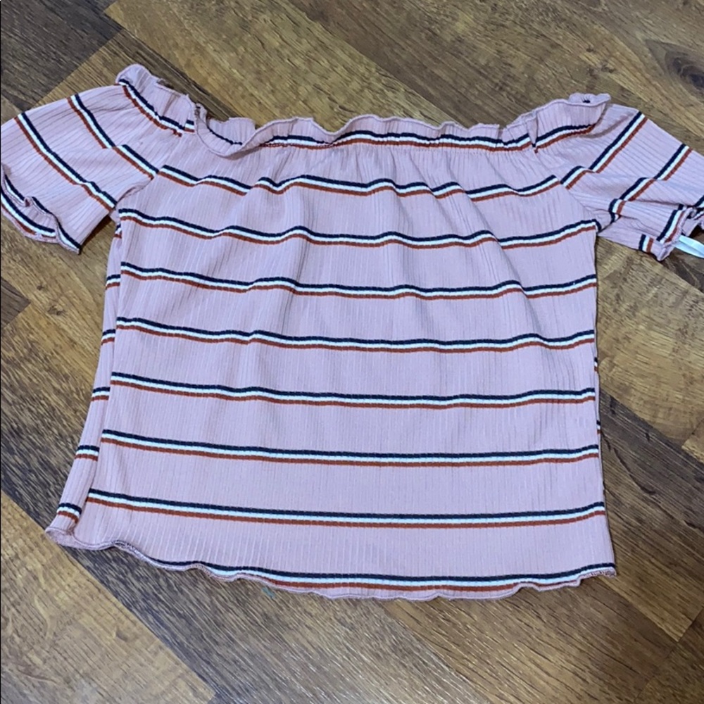 Off the shoulder striped crop top